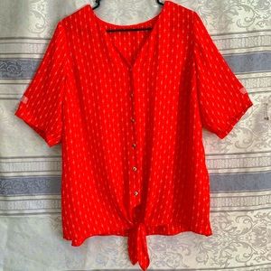 Sheer Button Down Print Blouse